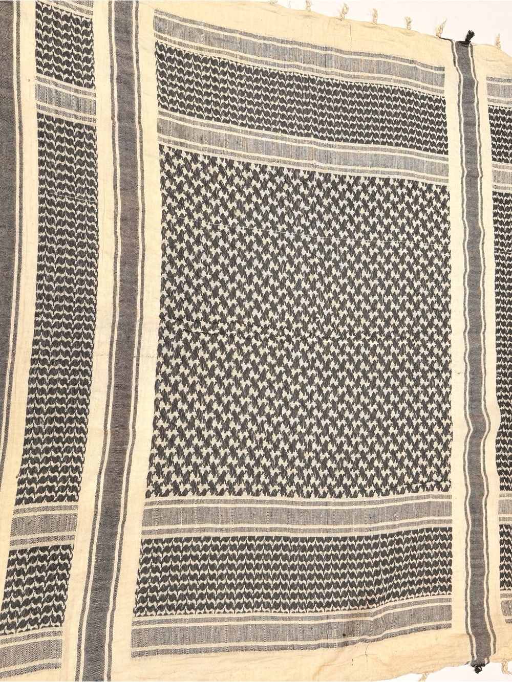 Men's Black and Cream Patterned Scarf - Classic Keffiyeh Style